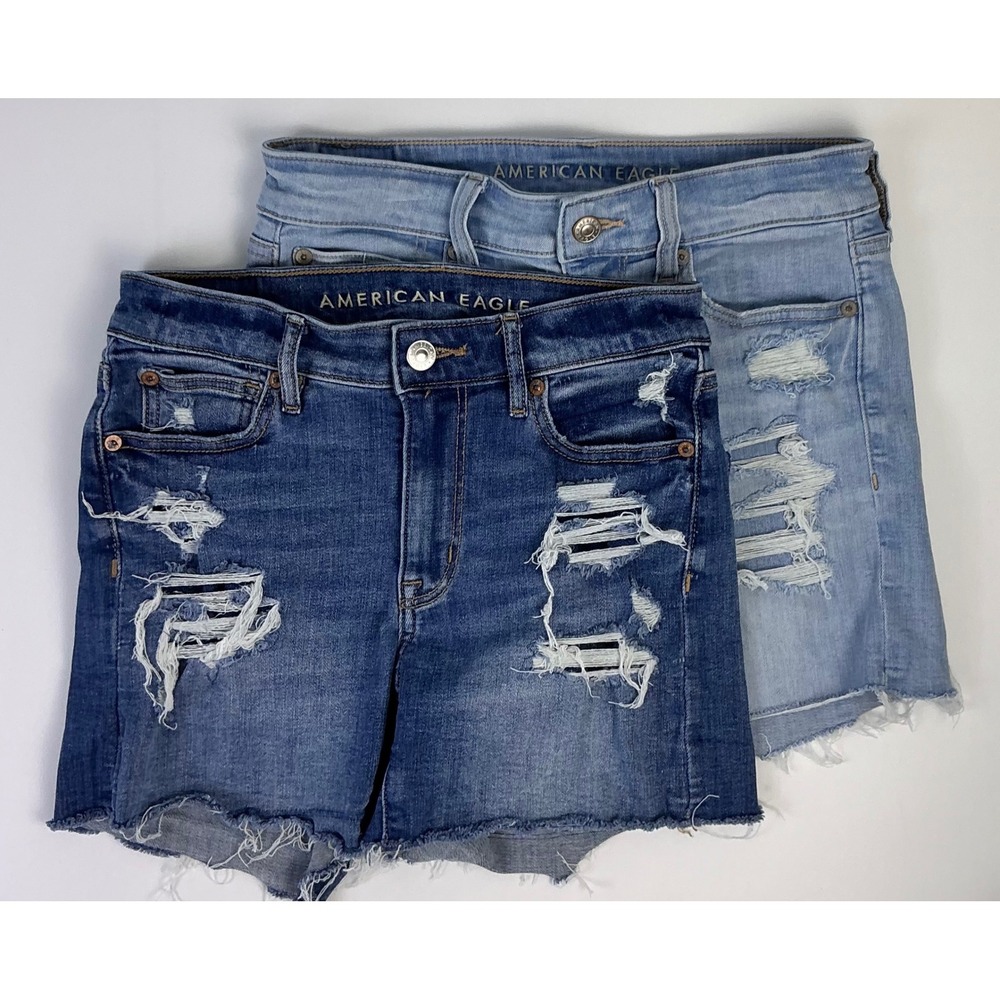 American Eagle Outfitters Women's Sz 2 Denim Cutoff Shorts Distressed Ripped